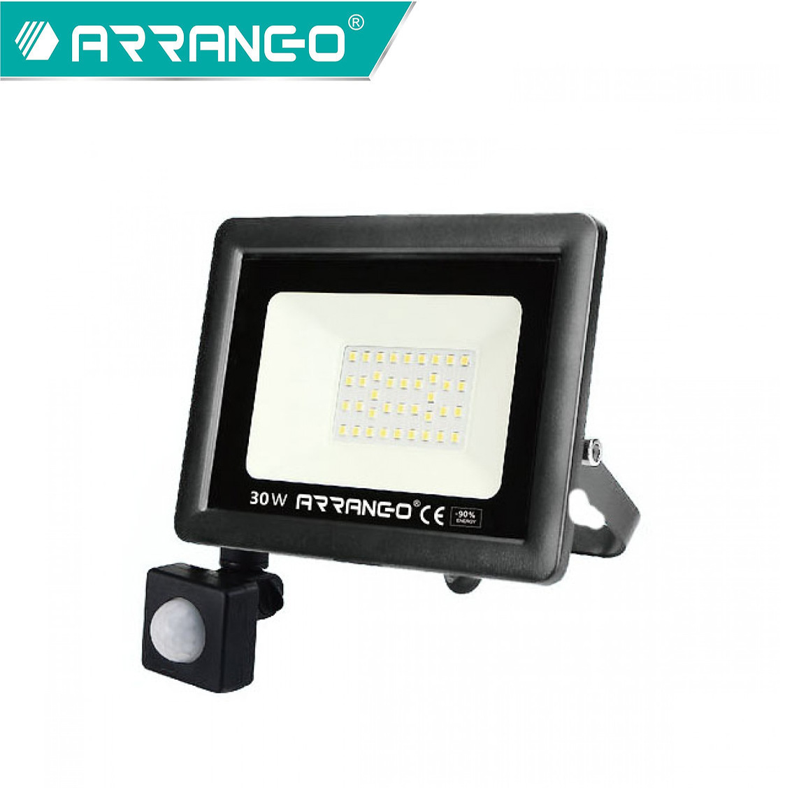 ARRANGO® LED Αδιάβροχος Προβολέας 30W Εξωτερικού Χώρου Ψυχρού Φωτισμού με Αισθητήρα Κίνησης